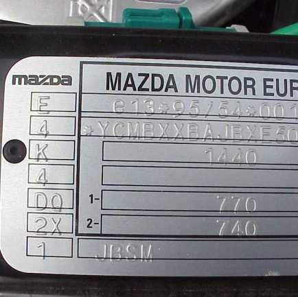 Vin plate Mazda paintcode